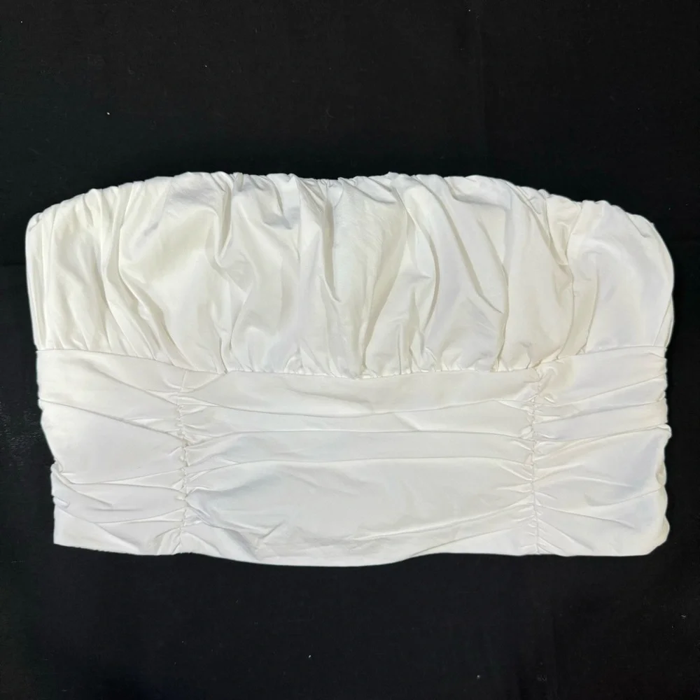 NWT ZARA Women’s Ruched White Tube Top Sz L - Picture 8 of 11